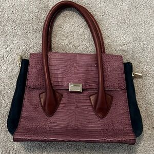 POUR LA VICTORIE Croc Embossed‎ Handbag with Suede Details